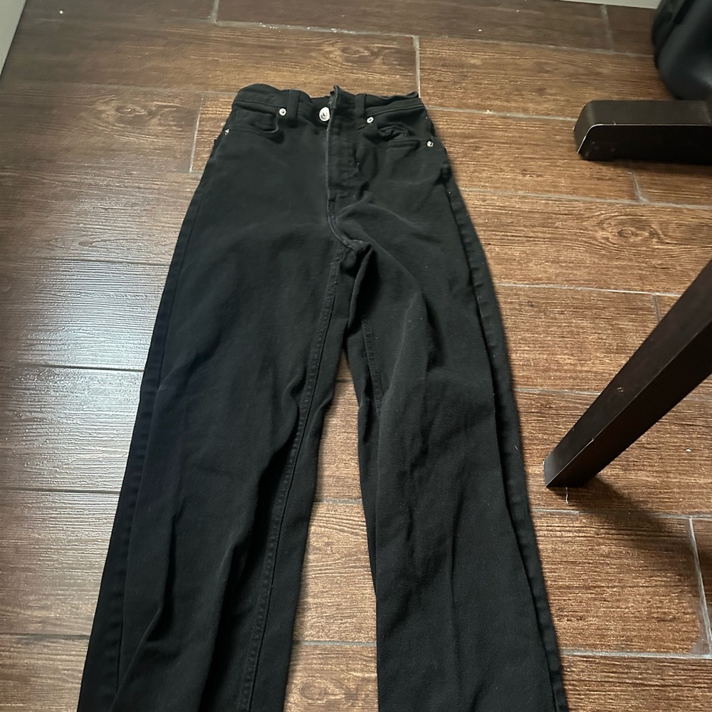 black straight leg jeans